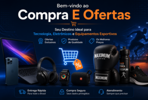 Banner do Compra E Ofertas com produtos de tecnologia, eletrônicos e equipamentos esportivos para compras online com ofertas e promoções.